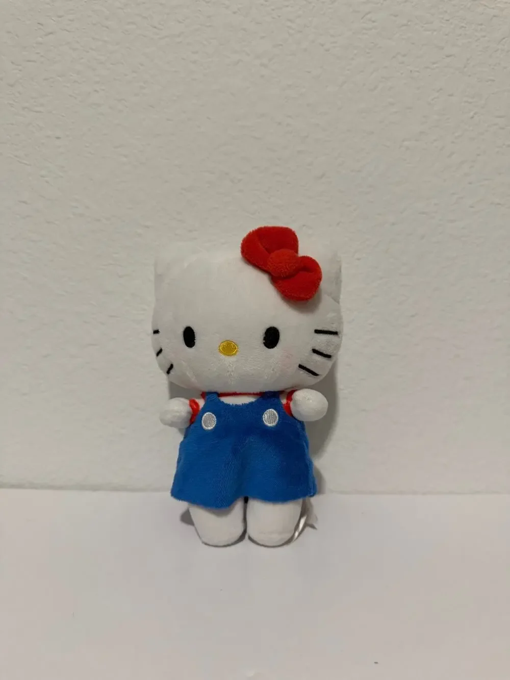 Hello Kitty Sanrio by fiesta Plush blue Overalls mini toy approx 6.5